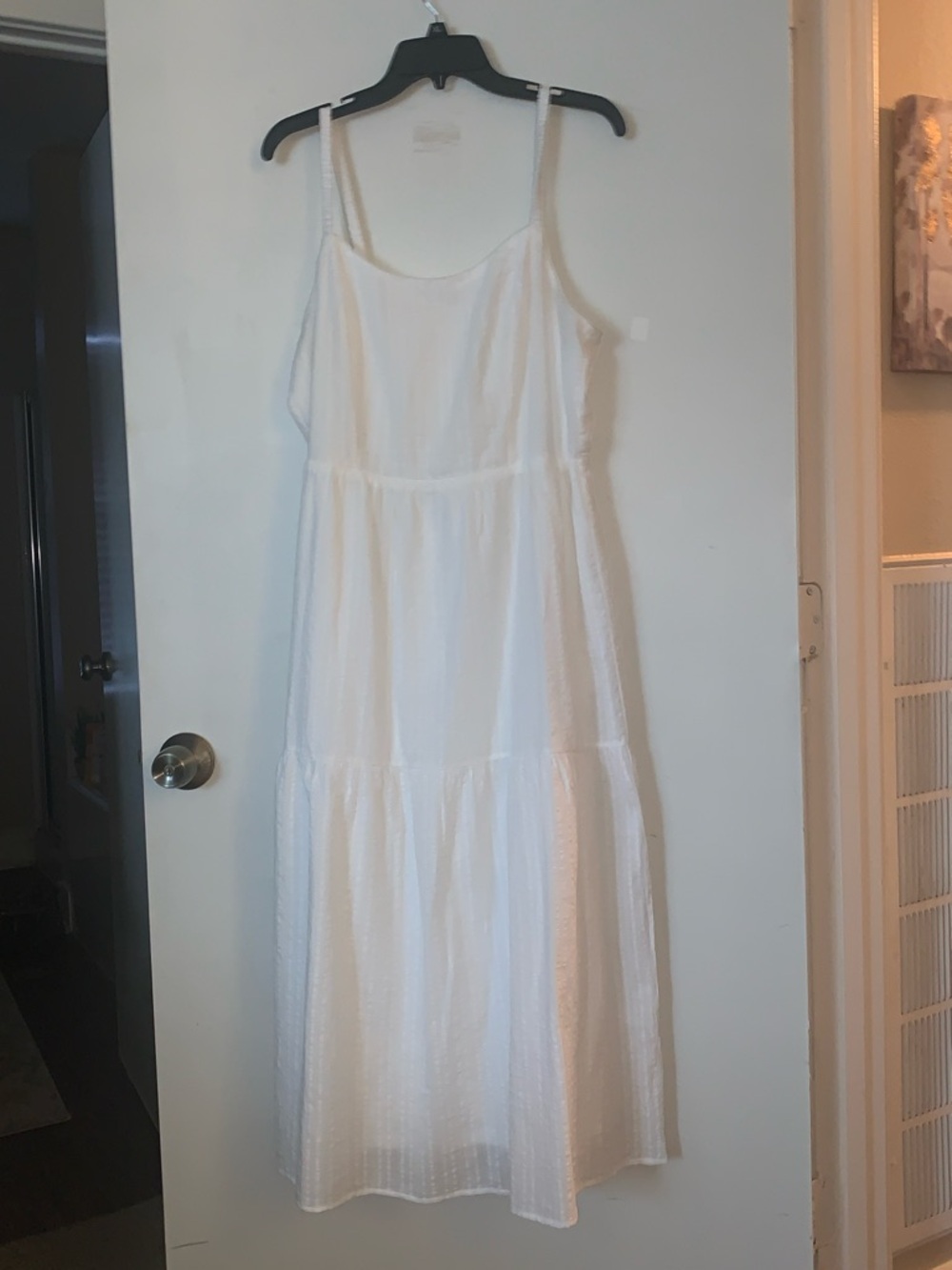 Lucky Brand White Spaghetti-Strap Tiered Midi Dress